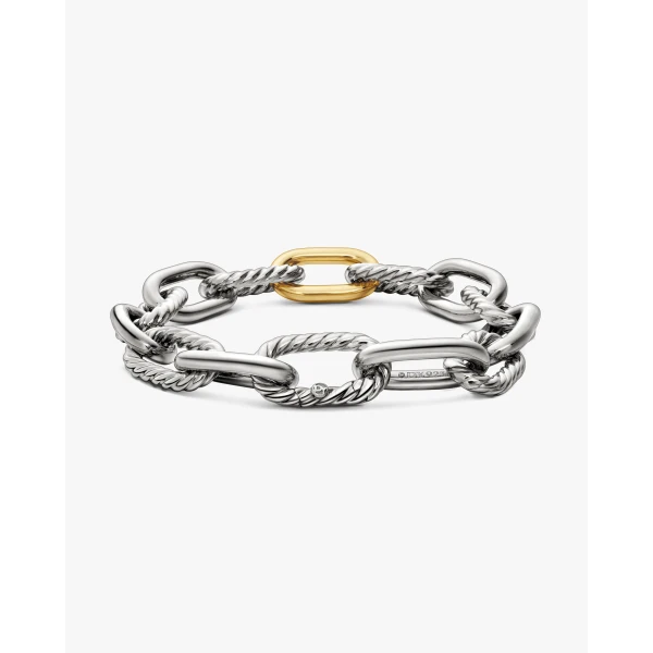 signature twisted-helix detail|David Yurman DY Madison® Chain Bracelet in Sterling Silver with 18K Yellow Gold