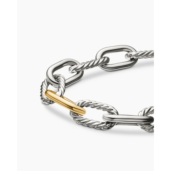 11mm in Gold – clasp and closure mechanism detail|David Yurman DY Madison® Chain Bracelet in Sterling Silver with 18K Yellow Gold