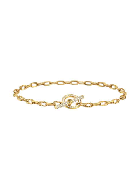 David Yurman DY Madison® Pavé Toggle Chain Bracelet in 18K Yellow Gold with Diamonds
