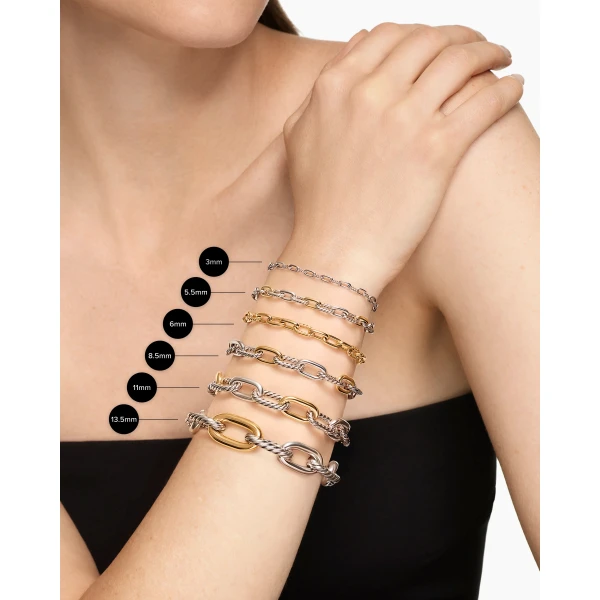 3mm in Silver – clasp and closure mechanism detail|David Yurman DY Madison® Pavé Toggle Chain Bracelet in Sterling Silver with Diamonds