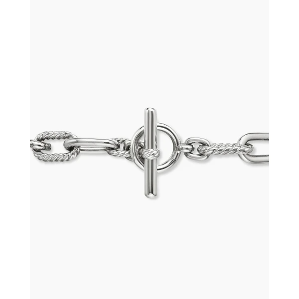 11mm – pavé setting and gemstone detail close-up|David Yurman DY Madison® Toggle Chain Bracelet in Sterling Silver