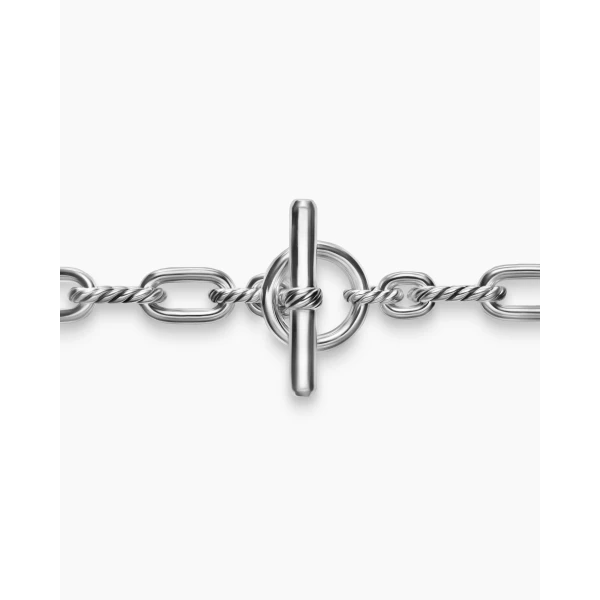 8.5mm – pavé setting and gemstone detail close-up|David Yurman DY Madison® Toggle Chain Bracelet in Sterling Silver