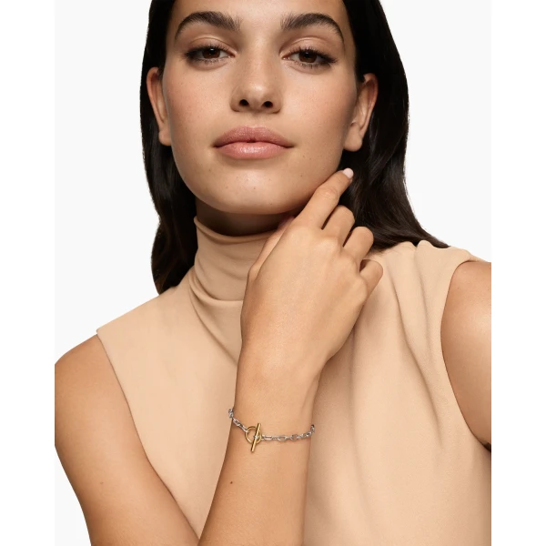 3mm in Gold – front view of authentic Chain Bracelets at Luxury Shoes |David Yurman DY Madison® Toggle Chain Bracelet in Sterling Silver with 18K Yellow Gold