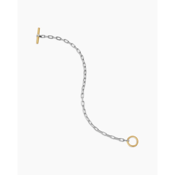 on-model styling shot|David Yurman DY Madison® Toggle Chain Bracelet in Sterling Silver with 18K Yellow Gold