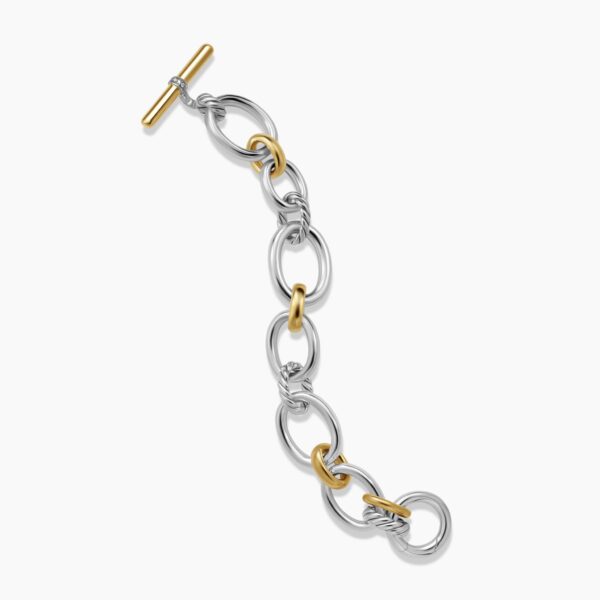 David Yurman DY Mercer® Chain Bracelet in Sterling Silver with 18K Yellow Gold and Diamonds, 20mm, view 4
