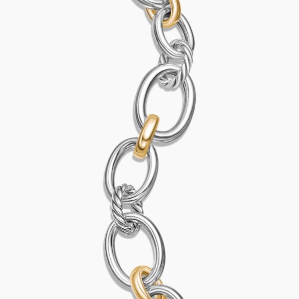 David Yurman DY Mercer® Chain Bracelet in Sterling Silver with 18K Yellow Gold and Diamonds, 20mm, view 6