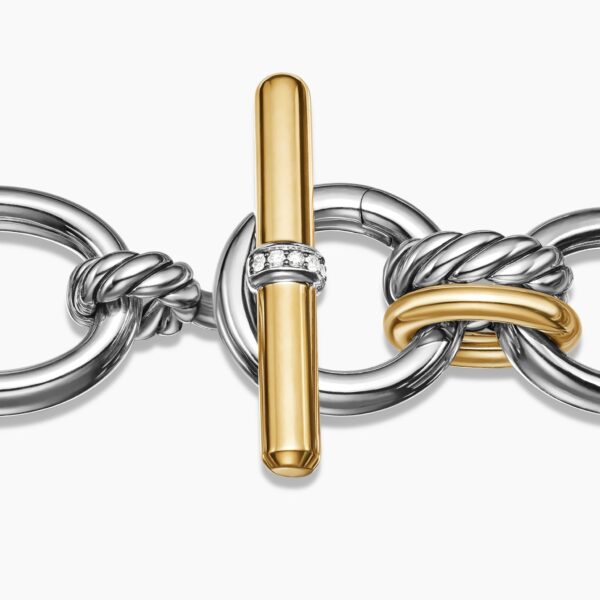 David Yurman DY Mercer® Chain Bracelet in Sterling Silver with 18K Yellow Gold and Diamonds, 20mm, view 7