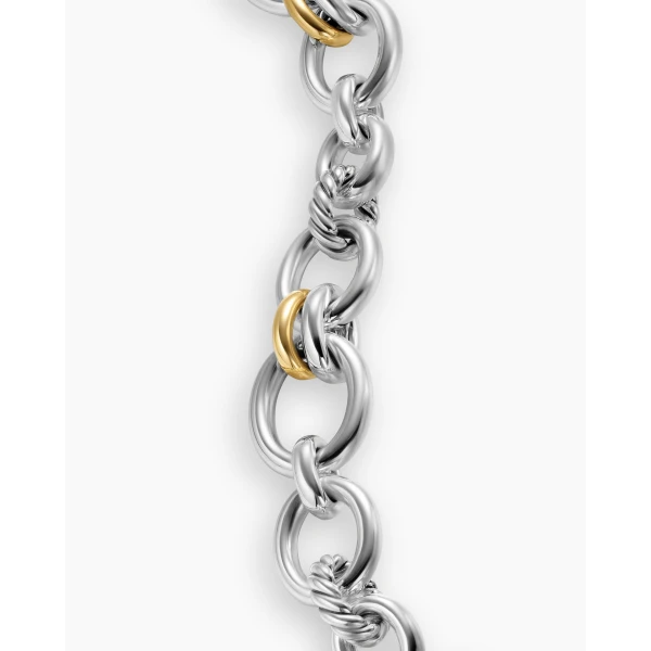 signature twisted-helix detail|David Yurman DY Mercer® Chain Bracelet in Sterling Silver with 18K Yellow Gold and Diamonds