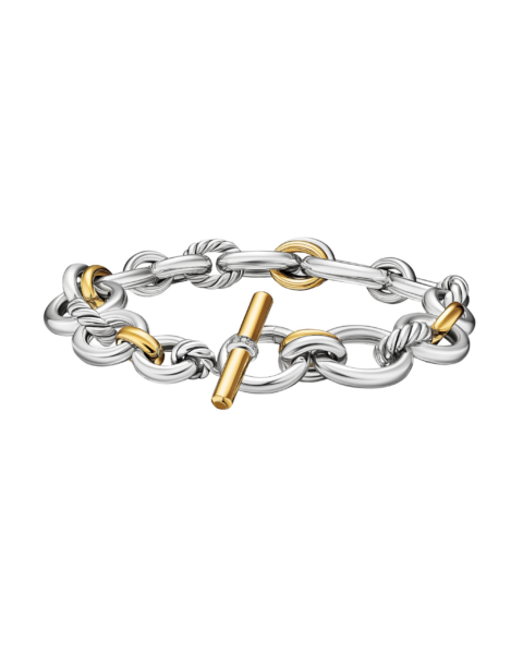 David Yurman DY Mercer® Chain Bracelet in Sterling Silver with 18K Yellow Gold and Diamonds