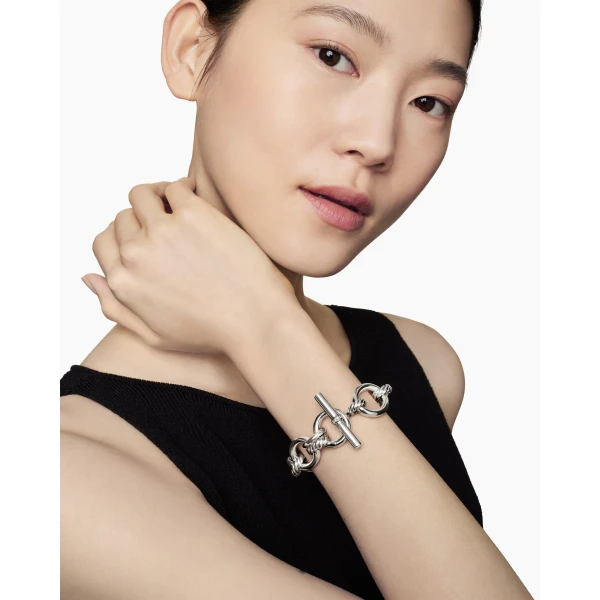 20mm in Silver – clasp and closure mechanism detail|David Yurman DY Mercer® Chain Bracelet in Sterling Silver with Diamonds