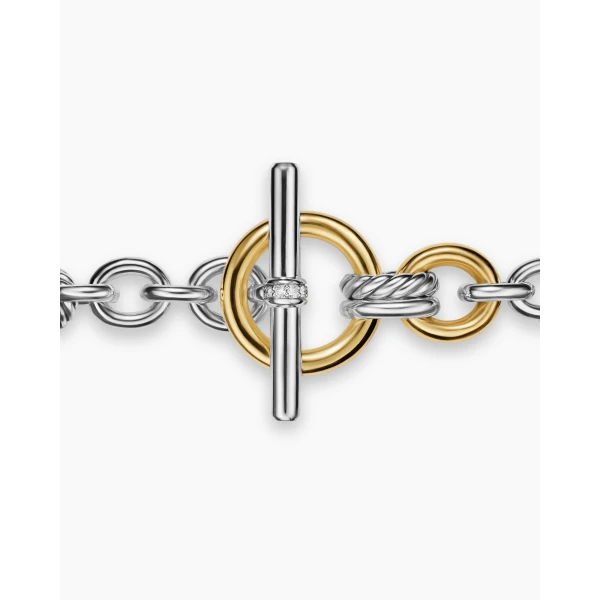 signature twisted-helix detail|David Yurman DY Mercer® Toggle Chain Bracelet in Sterling Silver with 18K Yellow Gold and Diamonds