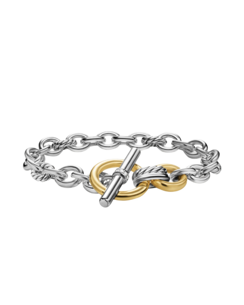 David Yurman DY Mercer® Toggle Chain Bracelet in Sterling Silver with 18K Yellow Gold and Diamonds