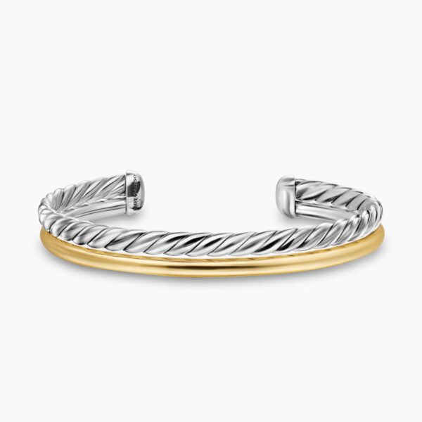 David Yurman DY Mercer® Two Row Cuff Bracelet in Sterling Silver with 18K Yellow Gold, 8mm, view 4