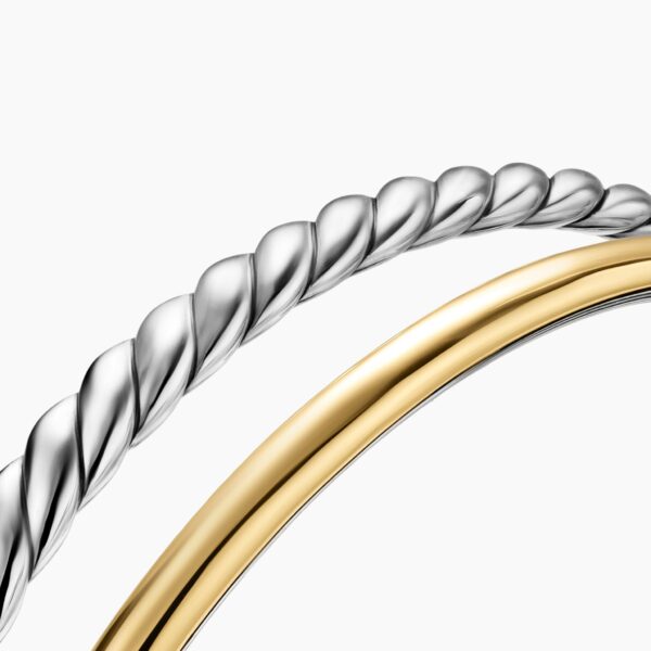 David Yurman DY Mercer® Two Row Cuff Bracelet in Sterling Silver with 18K Yellow Gold, 8mm, view 5