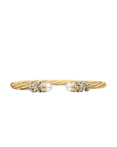 David Yurman Helena Bracelet in 18K Yellow Gold with Pearls and Diamonds