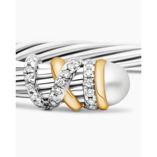 on-model styling shot|David Yurman Helena Bracelet in Sterling Silver with 18K Yellow Gold