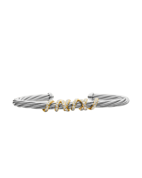 David Yurman Helena Center Station Bracelet in Sterling Silver with 18K Yellow Gold and Diamonds