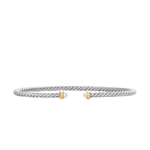 David Yurman Micro Cable Flex® Bracelet in Sterling Silver with 14K Yellow Gold and Pearls