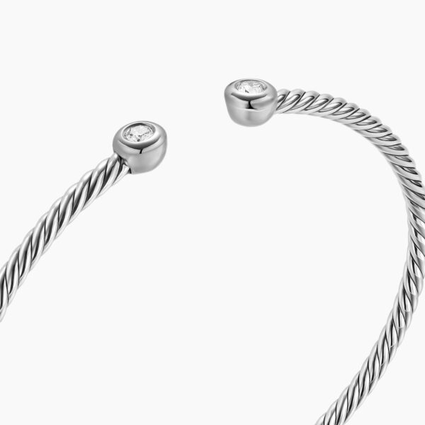 David Yurman Micro Cable Flex® Round Bracelet in Sterling Silver with Diamonds, 2.6mm, view 5