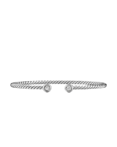 David Yurman Micro Cable Flex® Round Bracelet in Sterling Silver with Diamonds