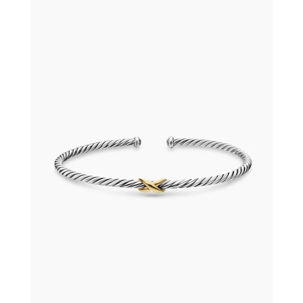 on-model styling shot|David Yurman Micro Cable Flex® X Bracelet in Sterling Silver with 14K Yellow Gold
