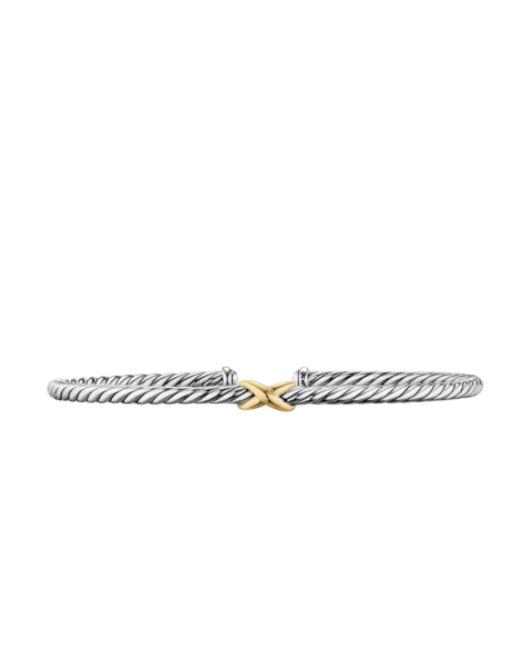 David Yurman Micro Cable Flex® X Bracelet in Sterling Silver with 14K Yellow Gold
