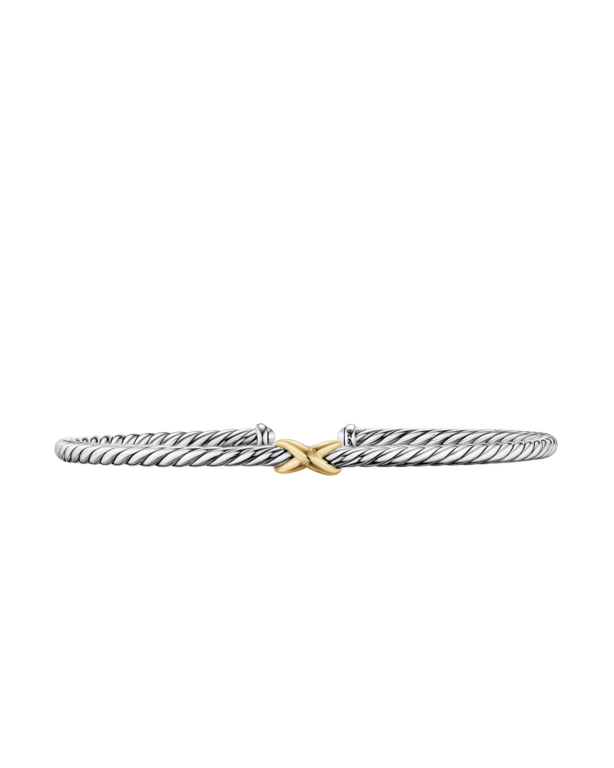 David Yurman Micro Cable Flex® X Bracelet in Sterling Silver with 14K Yellow Gold