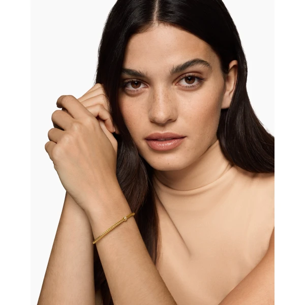 2.6mm in Gold – front view of authentic Cable Bracelets at Luxury Shoes |David Yurman Micro Cablespira® Flex Center Station Bracelet in 18K Yellow Gold