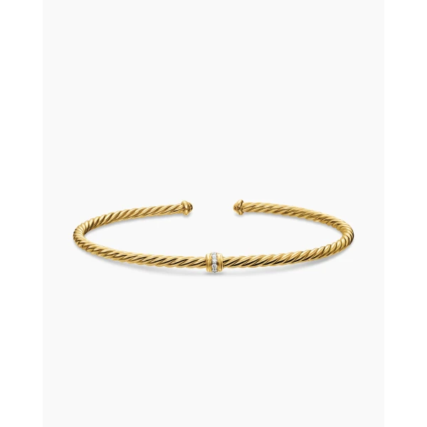 on-model styling shot|David Yurman Micro Cablespira® Flex Center Station Bracelet in 18K Yellow Gold