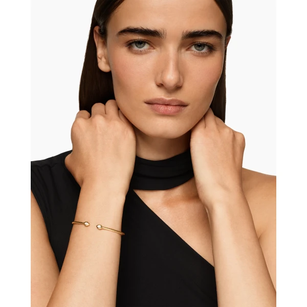 2.6mm in Gold – front view of authentic Cable Bracelets at Luxury Shoes |David Yurman Micro Cablespira® Flex Pear Bracelet in 18K Yellow Gold with Diamonds