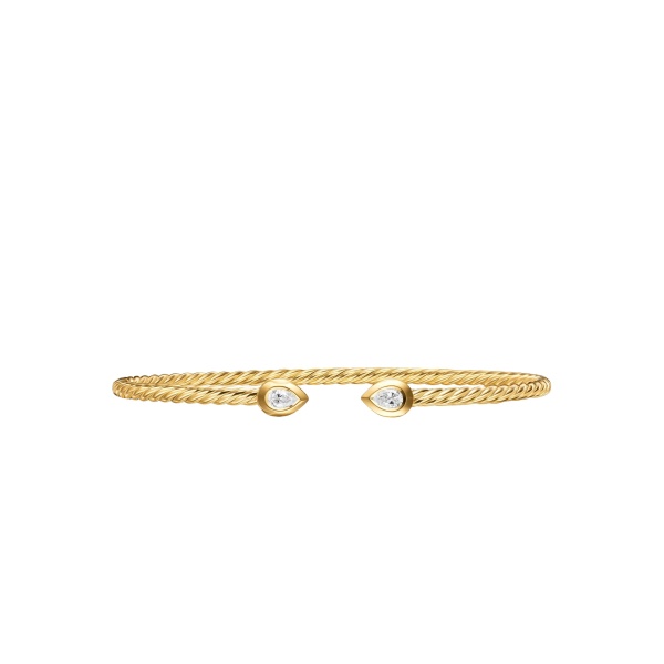 David Yurman Micro Cablespira® Flex Pear Bracelet in 18K Yellow Gold with Diamonds
