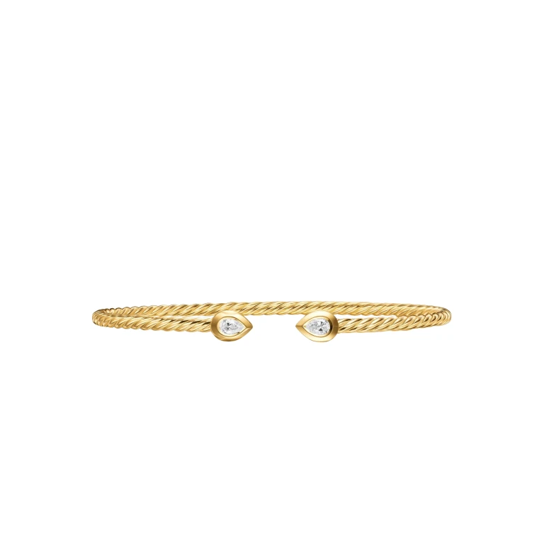 David Yurman Micro Cablespira® Flex Pear Bracelet in 18K Yellow Gold with Diamonds