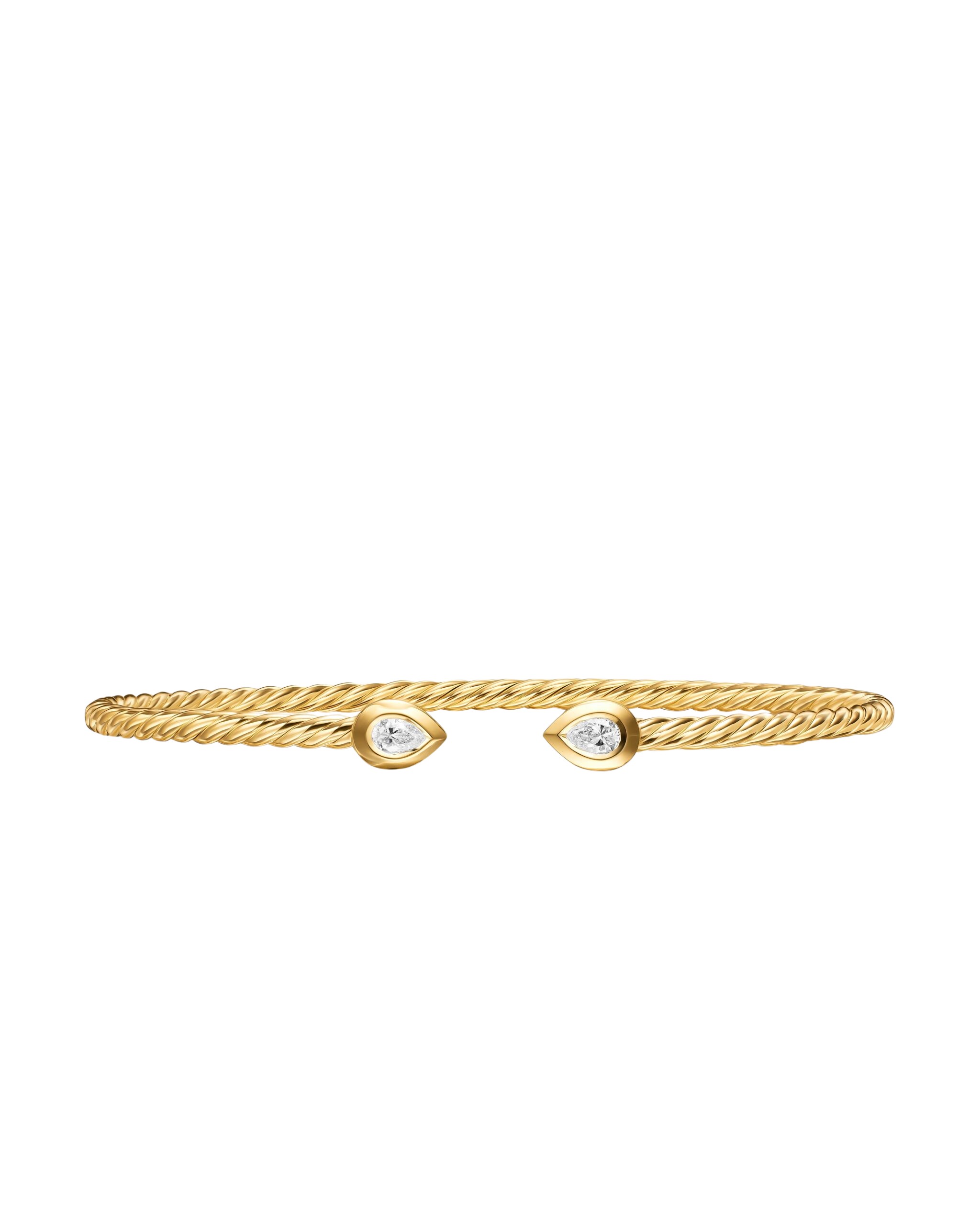 David Yurman Micro Cablespira® Flex Pear Bracelet in 18K Yellow Gold with Diamonds