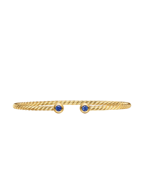 David Yurman Micro Cablespira® Flex Round Bracelet in 18K Yellow Gold with Blue Sapphires
