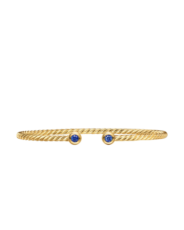 David Yurman Micro Cablespira® Flex Round Bracelet in 18K Yellow Gold with Blue Sapphires