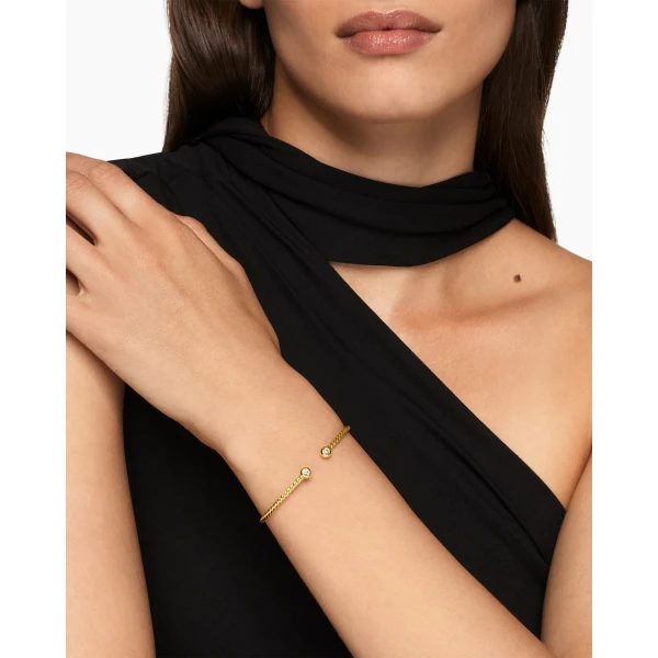 2.6mm in Gold – front view of authentic Cable Bracelets at Luxury Shoes |David Yurman Micro Cablespira® Flex Round Bracelet in 18K Yellow Gold with Diamonds
