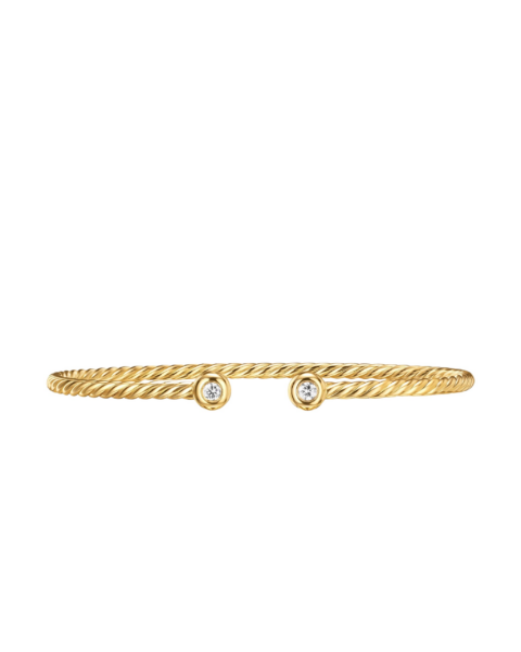 David Yurman Micro Cablespira® Flex Round Bracelet in 18K Yellow Gold with Diamonds