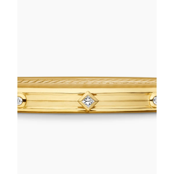 signature twisted-helix detail|David Yurman Modern Renaissance® Bangle Bracelet in 18K Yellow Gold with Diamonds