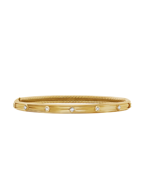David Yurman Modern Renaissance® Bangle Bracelet in 18K Yellow Gold with Diamonds