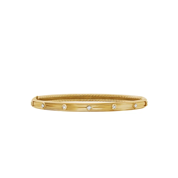 David Yurman Modern Renaissance® Bangle Bracelet in 18K Yellow Gold with Diamonds