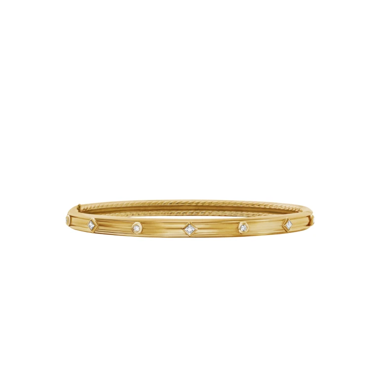 David Yurman Modern Renaissance® Bangle Bracelet in 18K Yellow Gold with Diamonds