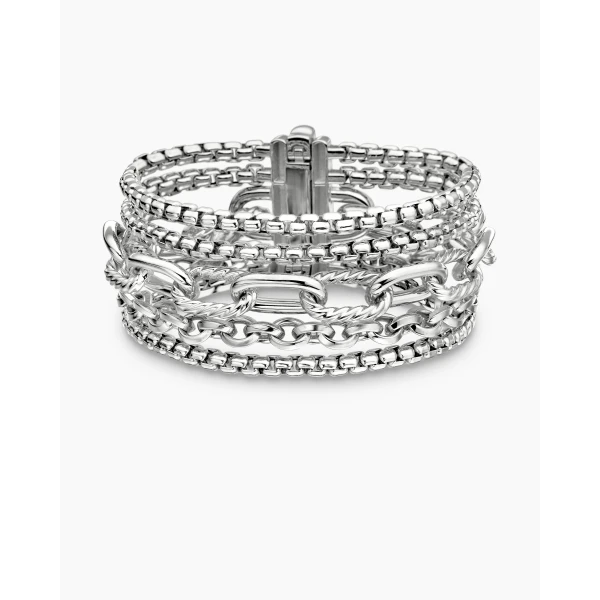 on-model styling shot|David Yurman Multi Row Chain Bracelet in Sterling Silver