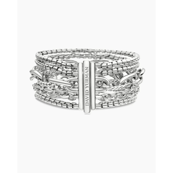 signature twisted-helix detail|David Yurman Multi Row Chain Bracelet in Sterling Silver