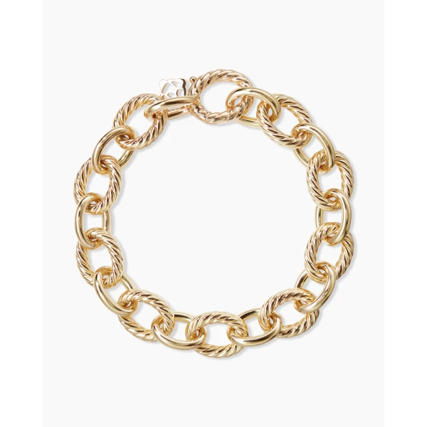 12mm in Gold – front view of authentic Chain Bracelets at Luxury Shoes |David Yurman Oval Link Chain Bracelet in 18K Yellow Gold