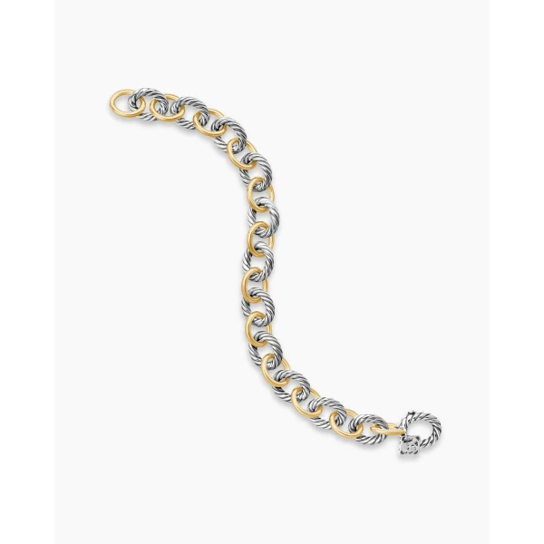 on-model styling shot|David Yurman Oval Link Chain Bracelet in Sterling Silver with 18K Yellow Gold