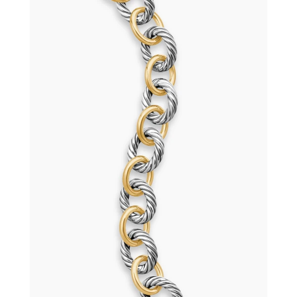 signature twisted-helix detail|David Yurman Oval Link Chain Bracelet in Sterling Silver with 18K Yellow Gold