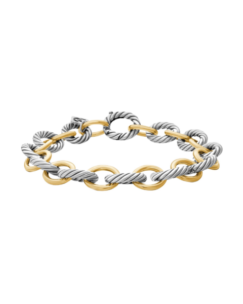 David Yurman Oval Link Chain Bracelet in Sterling Silver with 18K Yellow Gold