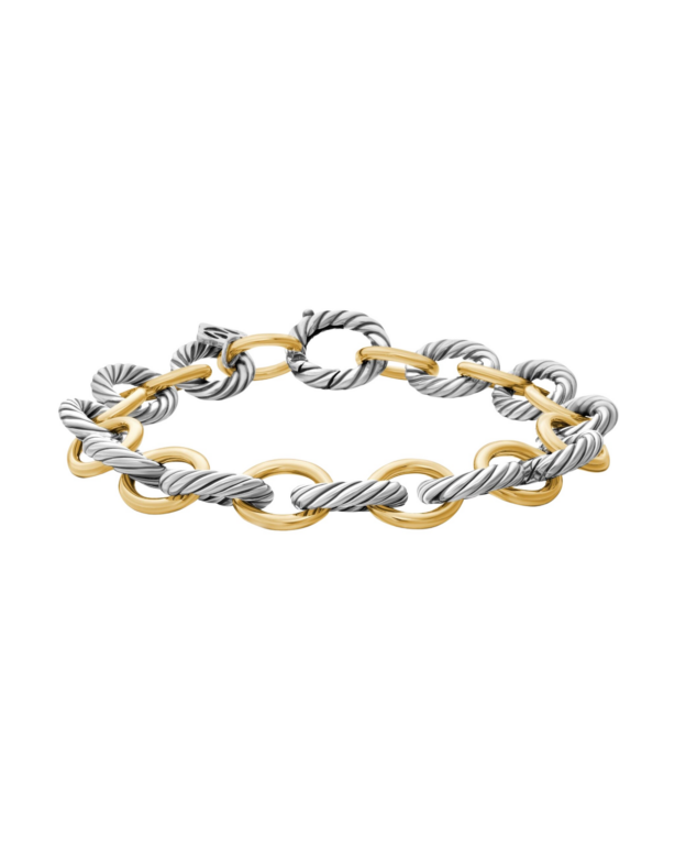 David Yurman Oval Link Chain Bracelet in Sterling Silver with 18K Yellow Gold