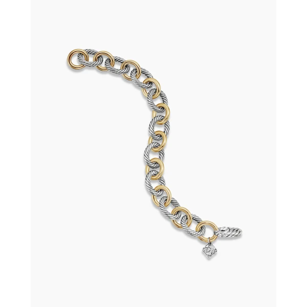 on-model styling shot|David Yurman Oval Link Chain Bracelet in Sterling Silver with 18K Yellow Gold