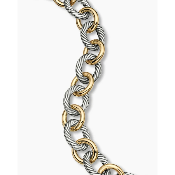 signature twisted-helix detail|David Yurman Oval Link Chain Bracelet in Sterling Silver with 18K Yellow Gold